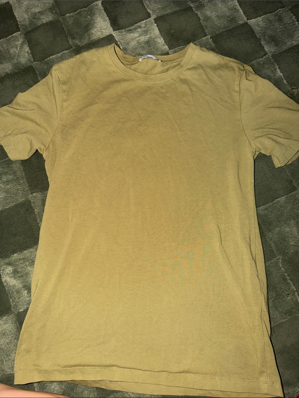 Zara Men's Olive Green Crew Neck Short Sleeve Tee
